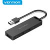 Vention USB 2.0 | 3x USB | TF | SD | Micro USB-B HUB | 0.15m | fekete