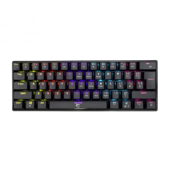 White Shark SHINOBI RGB világítós angol kiosztású MECHANKIUS fekete gamer billentyűzet, kék kapcsolók (GK-2022B)