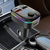 Szivargyújtós FM Transmitter Bluetooth 5.3+EDR, MP3 lejátszó 2xUSB 3.1 + USB-C autós töltő, telefon töltő, kihangosító, Rainbow LED