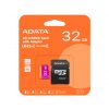 ADATA 32GB UHS-I MicroSDHC kártya + adapter, Class10 (R/W: 80/10 MB/s) (AUSDH32GUICL10-RA1)