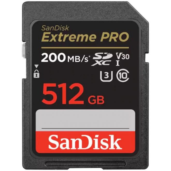 SanDisk Extreme PRO 512GB SD kártya, SDXC, Class 10 (SDSDXXD-512G-GN4IN)