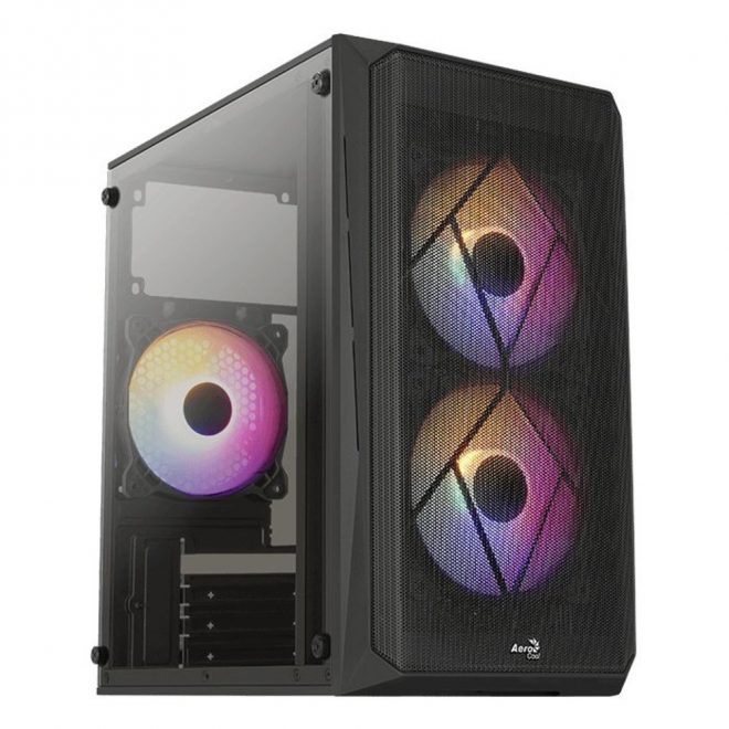 Aerocool CS-107-A-BK-v2 Mesh FRGB Window Black microATX gépház