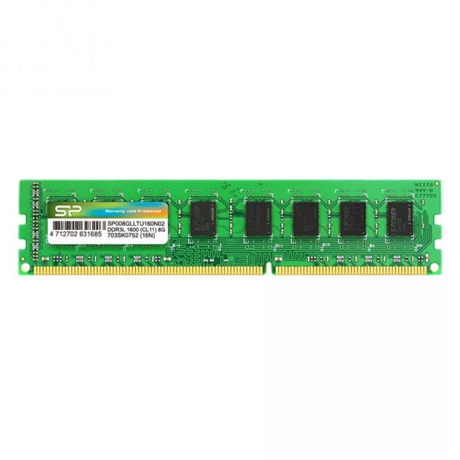 Silicon Power 8GB DDR3L 1600MHz Desktop PC DIMM memória, (1600Mhz, CL11, 1.35V) (SP008GLLTU160N02)