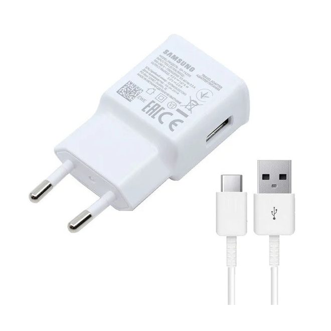 Samsung Galaxy Gyári 15W Telefon töltő + 1m USB to USB-C kábel, Fehér (EP-TA200EWE) 