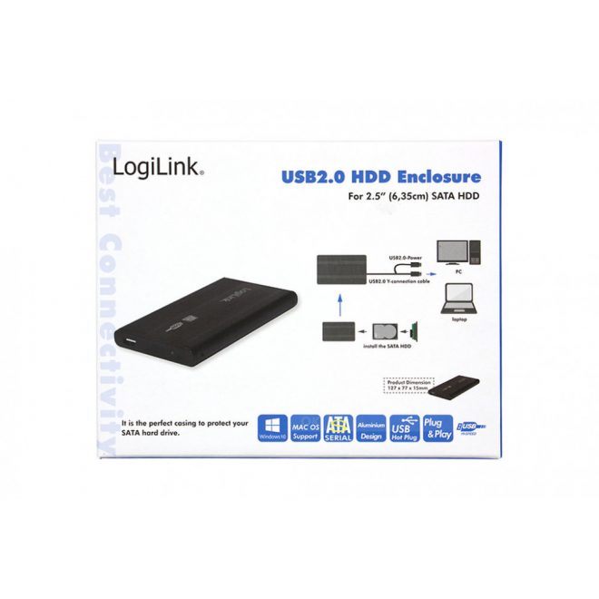 LogiLink 2.5 inch SATA-USB külső winchester keret (fekete) (UA0041B)