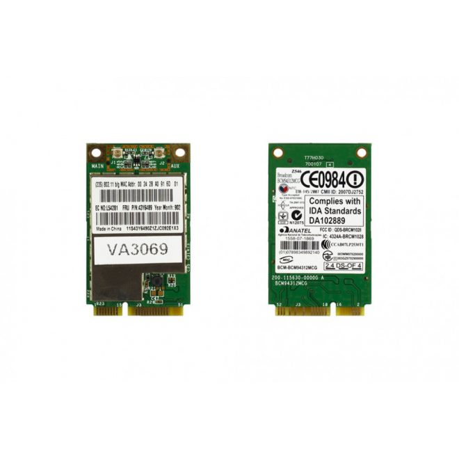 BroadCom BCM94312MCG használt Mini PCI-e WiFi kártya Lenovo (43Y6489)