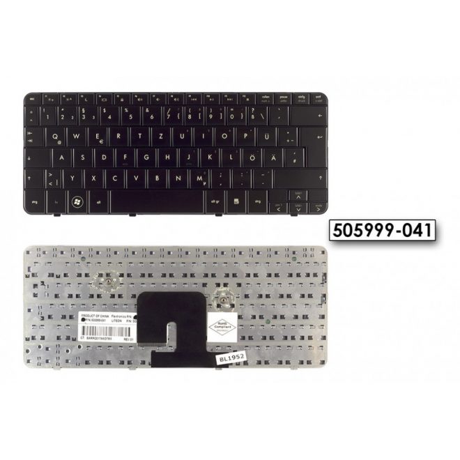 HP Pavilion DV2-1000, DV2-1100, DV2-1200 német fényes fekete billentyűzet, 505999-041